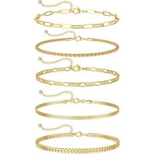 14K Gold Plated Bracelets for Women, Jewelry Sets Cute Tennis Beaded Bracelets C
